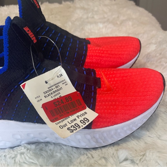 Nike React Phantom Run Flyknit 2 Black Bright Crimson Women’s Size 10 - Picture 6 of 15